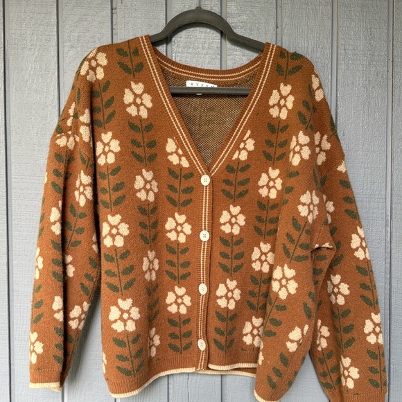 Hyfve Floral Brown Cardigan Large - Picture 1 of 7